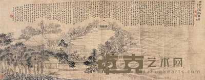 伍学藻 亦雪溪馆雅集图 镜心 32.5×84cm